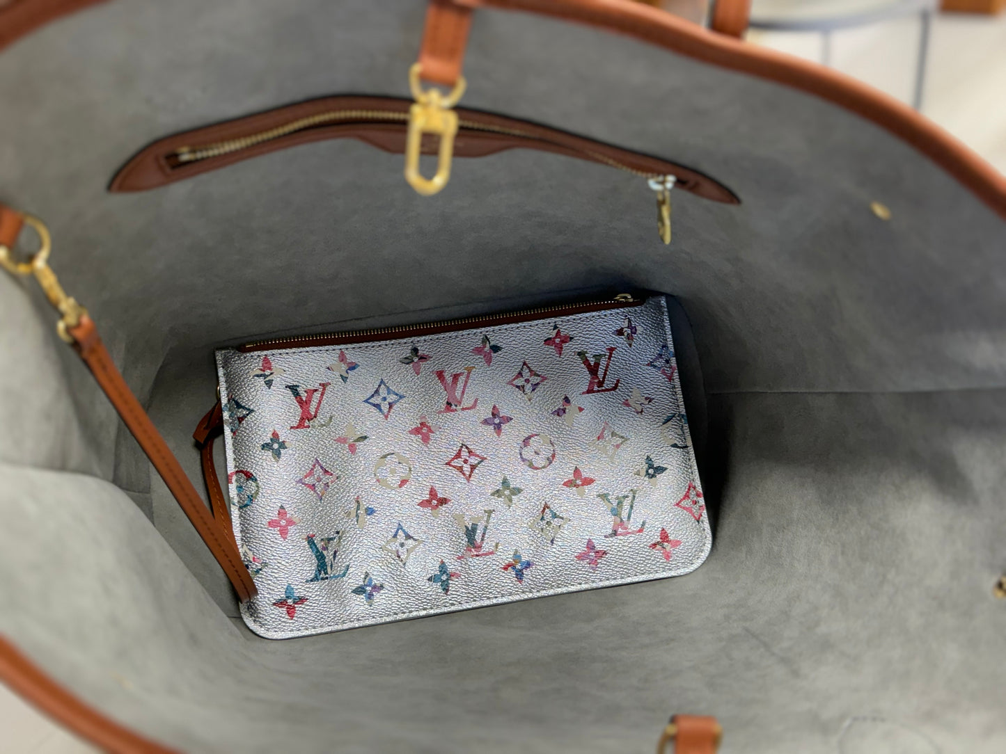 Louis Vuitton metallic monogram garden never full MM