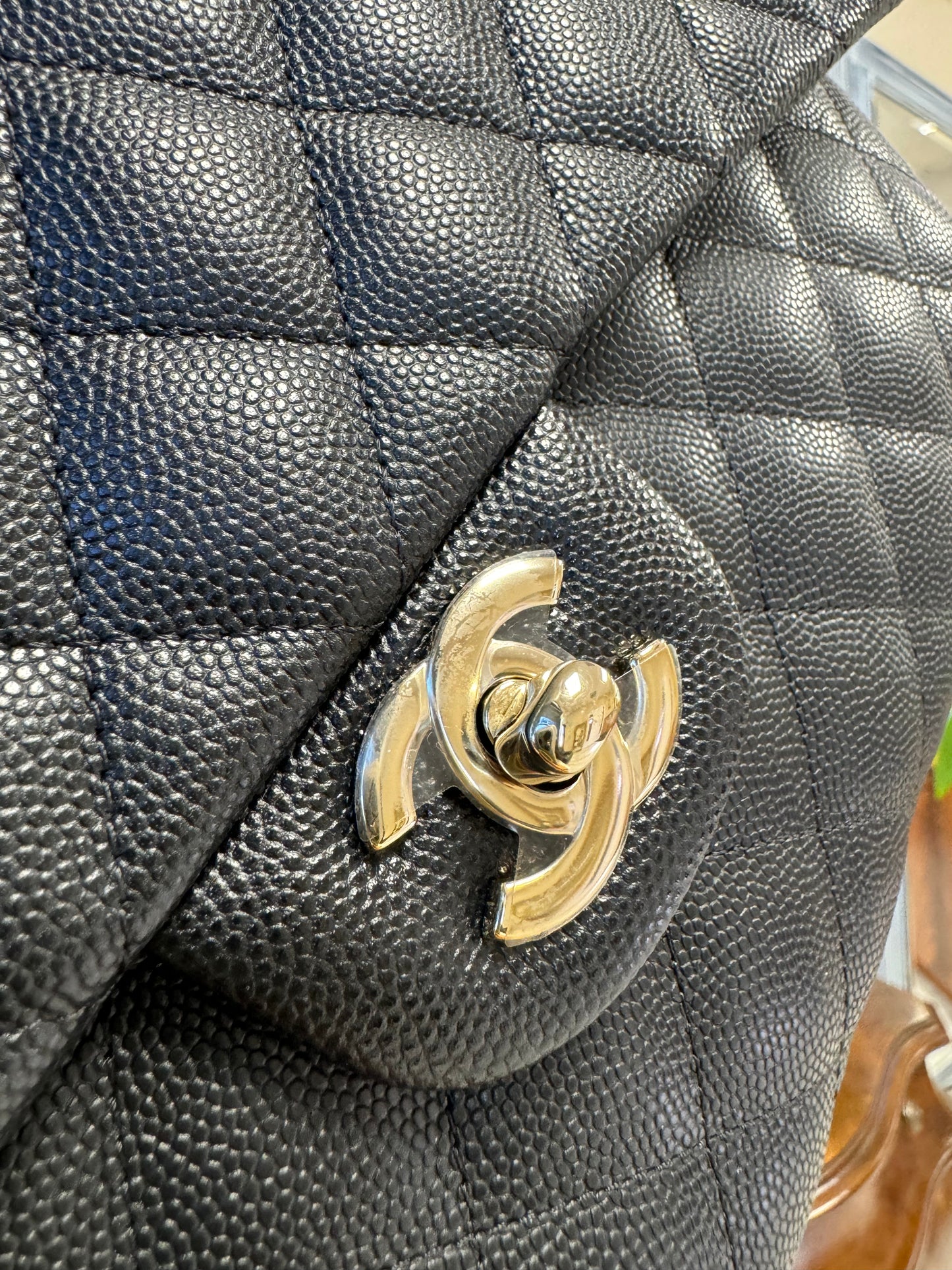 Chanel Classic flap clutch quilted caviar